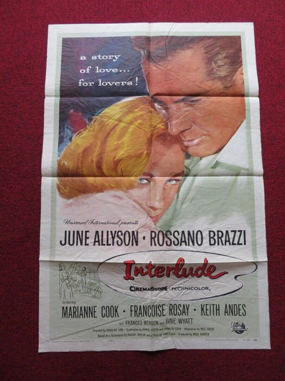 INTERLUDE FOLDED US ONE SHEET POSTER JUNE ALLYSON ROSSANO BRAZZI 1957 - Rendezvous Cinema