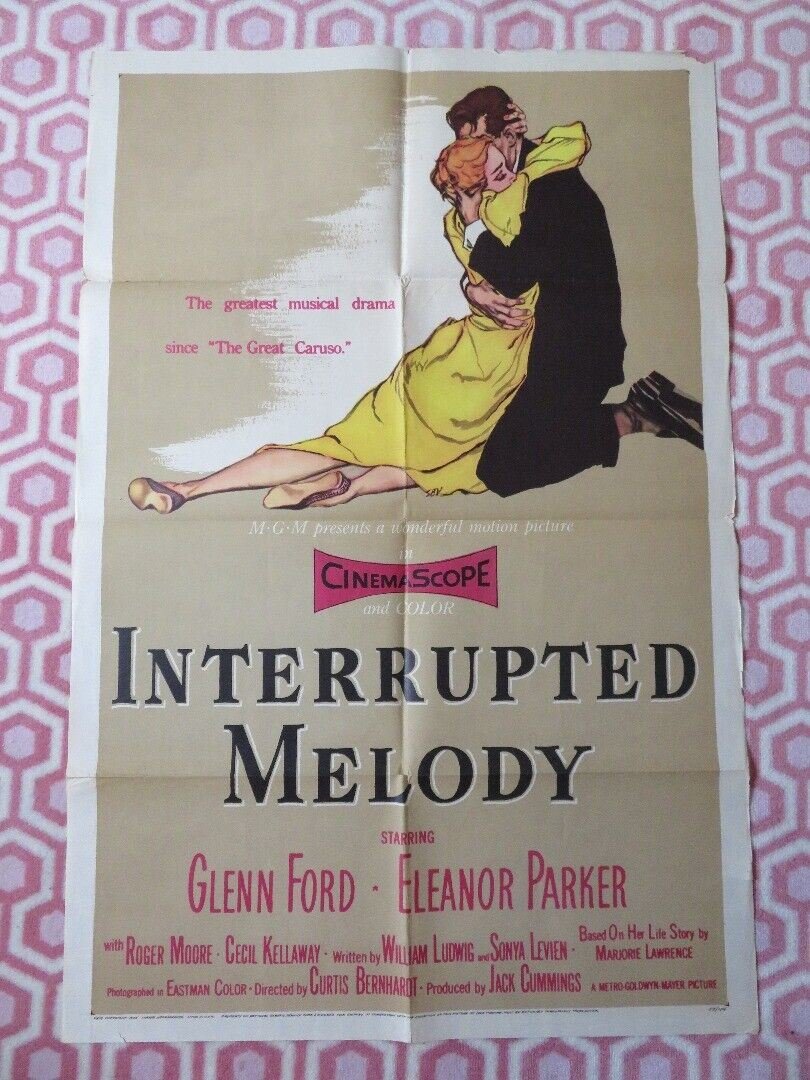 INTERRUPTED MELODY FOLDED US ONE SHEET POSTER GLENN FORD ELEANOR PARKER 1955 Movie posters