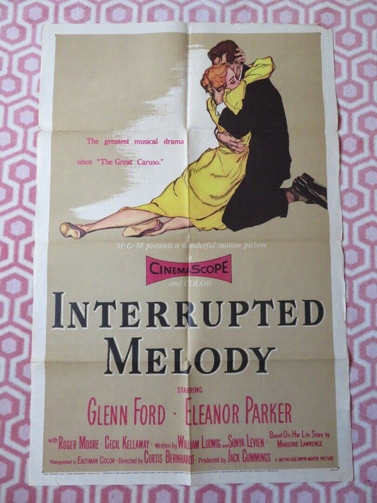 INTERRUPTED MELODY FOLDED US ONE SHEET POSTER GLENN FORD ELEANOR PARKER 1955 Movie posters