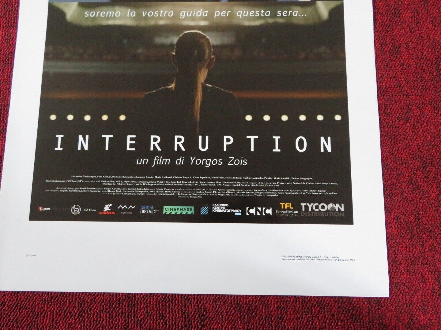 INTERRUPTION ITALIAN LOCANDINA (27.5"x13") POSTER YORGOS ZOIS 2015 Movie posters