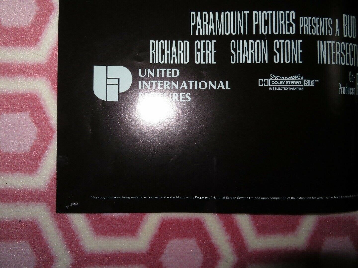 INTERSECTION BRITISH QUAD (30"x40") POSTER RICHARD GERE SHARON STONE 1994 Movie posters