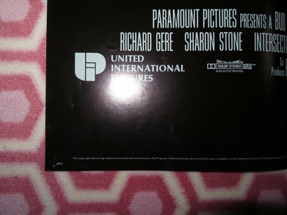 INTERSECTION BRITISH QUAD (30"x40") POSTER RICHARD GERE SHARON STONE 1994 Movie posters