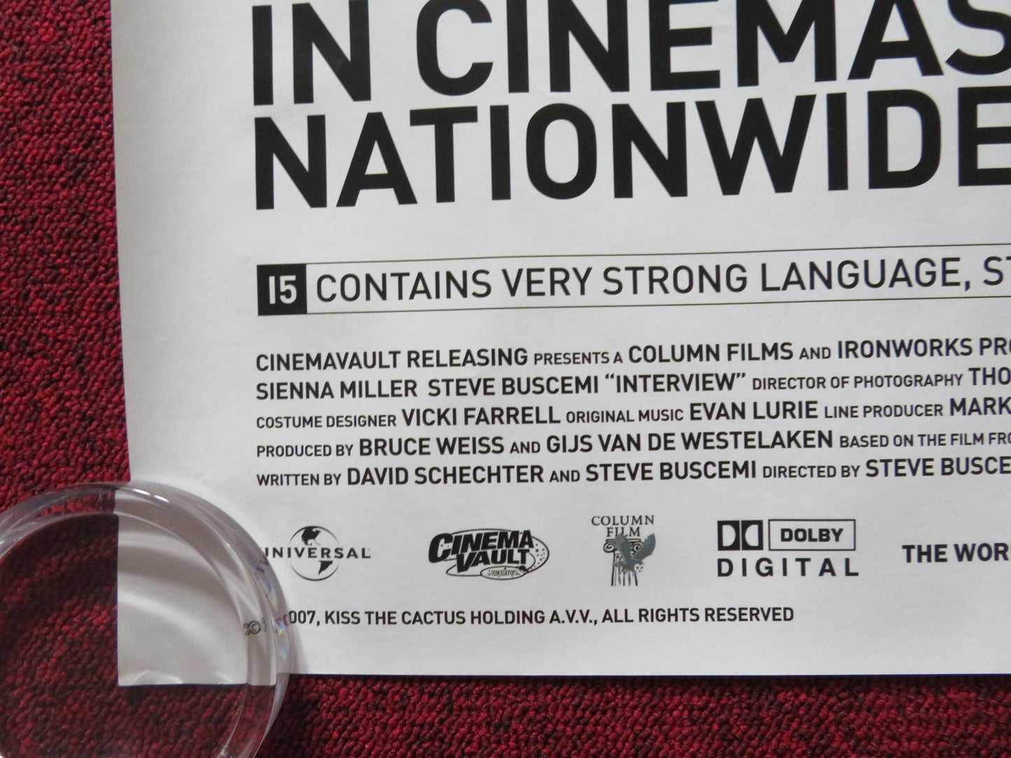 INTERVIEW UK QUAD ROLLED POSTER SIENNA MILLER STEVE BUSCEMI 2007 Rendezvous Cinema Movie posters