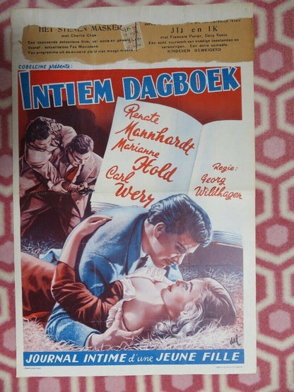 INTIEM DAGBOEK/Hochzeitsglocken BELGIUM (21.5"x 14) POSTER 1954 Movie posters
