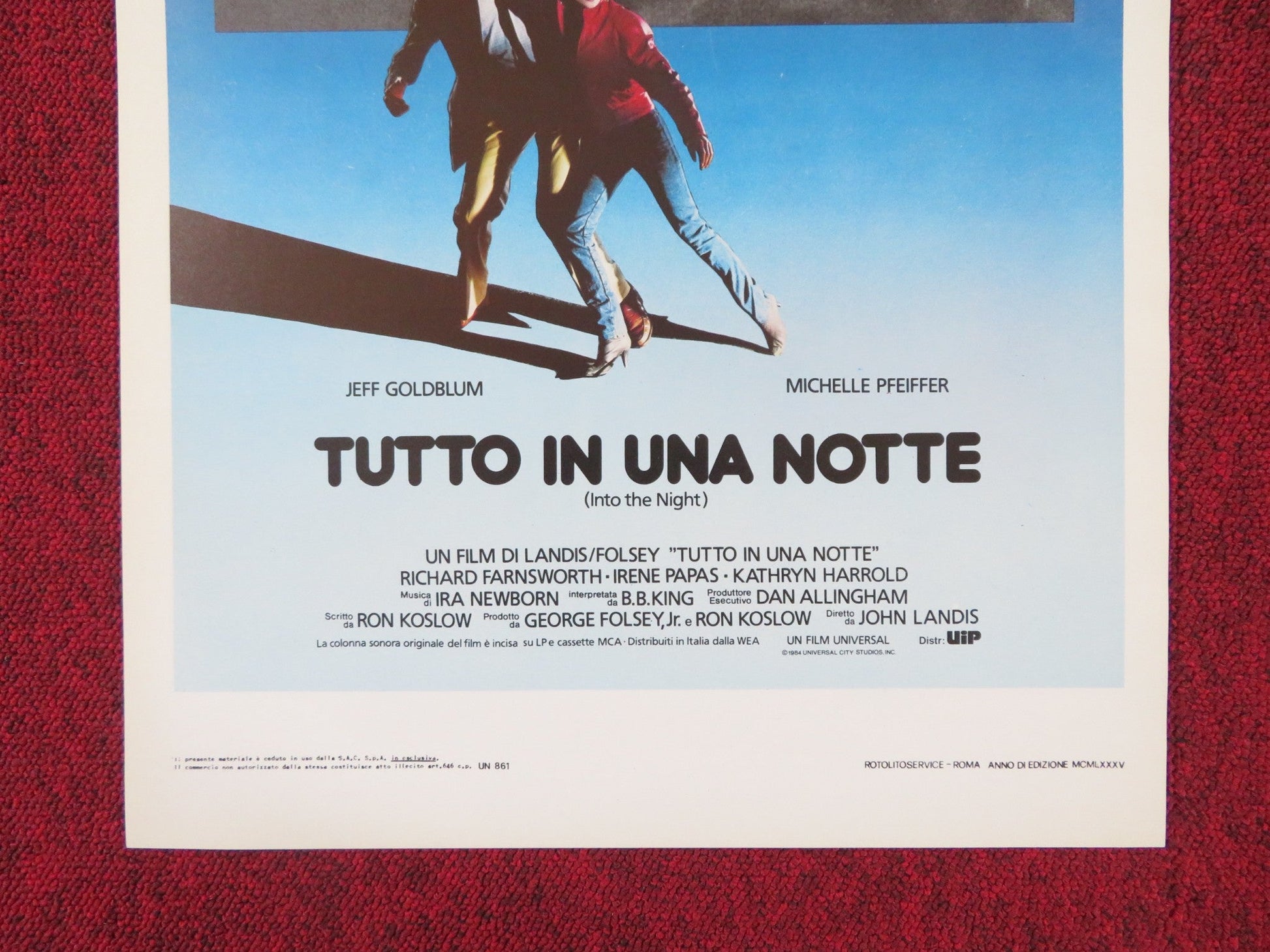 INTO THE NIGHT ITALIAN LOCANDINA POSTER JEFF GOLDBLUM MICHELLE PFEIFFER 1985 Rendezvous Cinema Movie posters