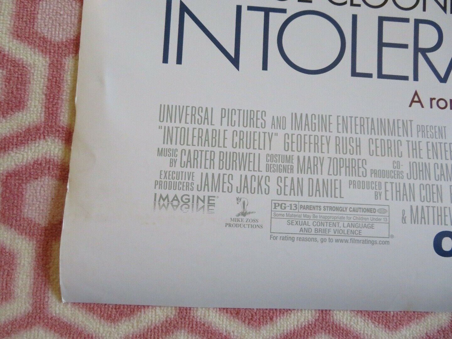 INTOLERABLE CRUELTY US ROLLED POSTER COEN BROTHERS G CLOONEY C ZETA - JONES 2003 Movie posters