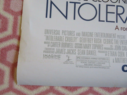 INTOLERABLE CRUELTY US ROLLED POSTER COEN BROTHERS G CLOONEY C ZETA - JONES 2003 Movie posters