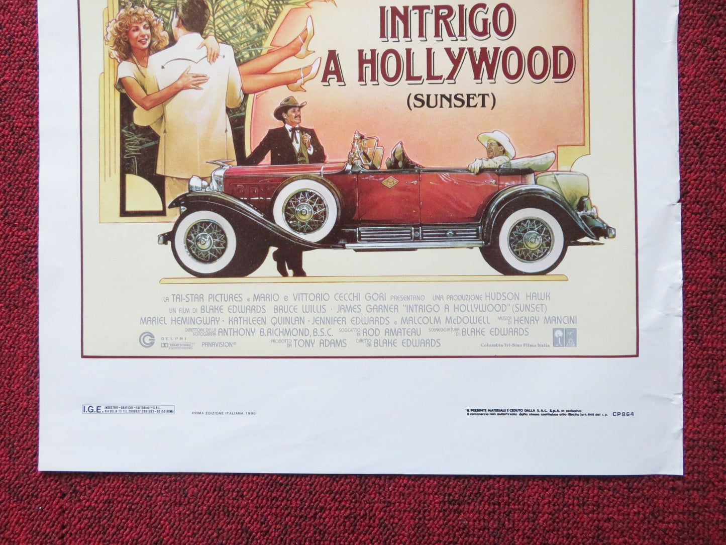 INTRIGO A HOLLYWOOD ITALIAN LOCANDINA POSTER BRUCE WILLIS JAMES GARNER 1988 Rendezvous Cinema Movie posters