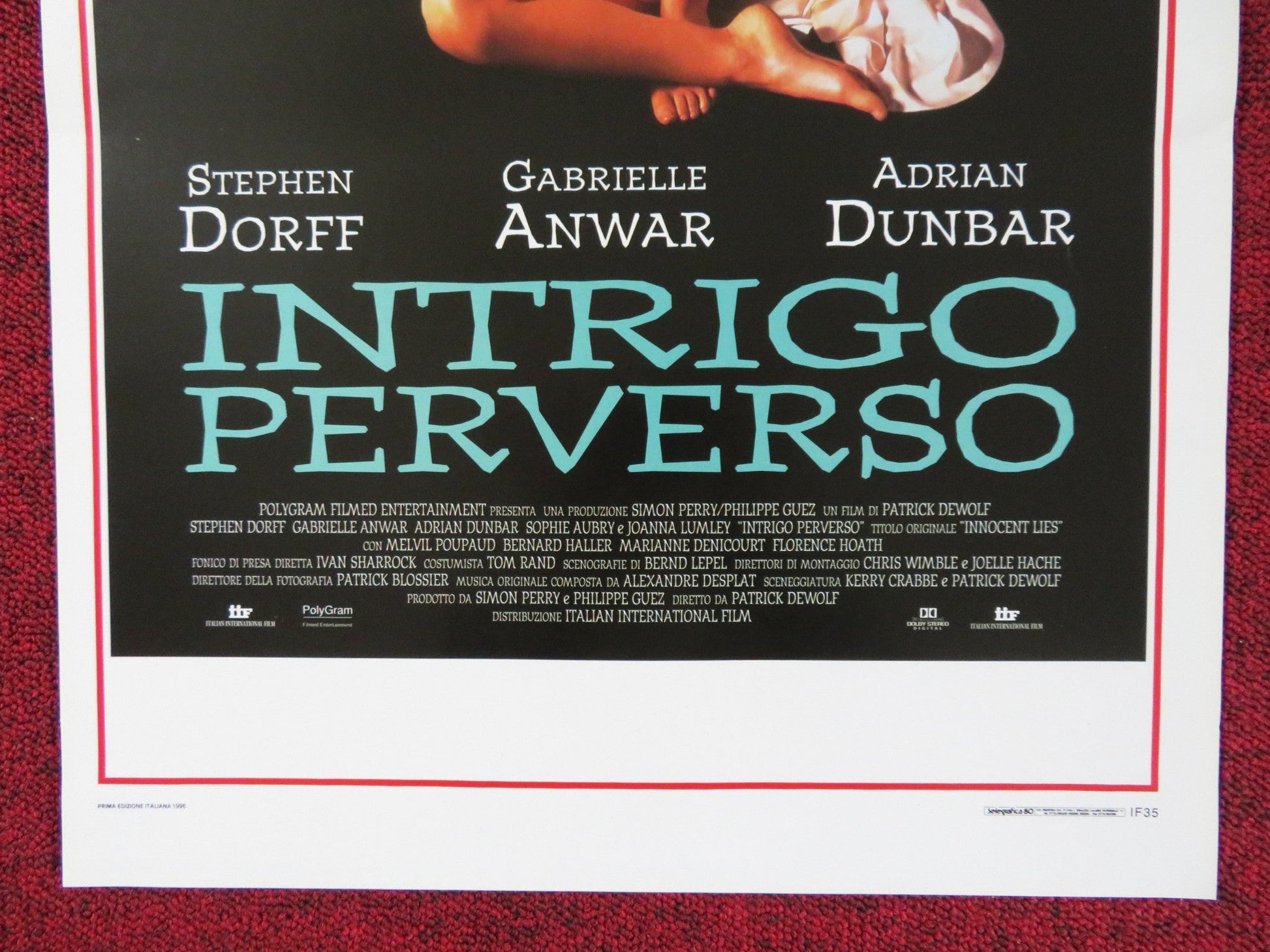 INTRIGO PERVERSO ITALIAN LOCANDINA POSTER STEPHEN DORFF GABRIELLE ANWAR 1996 Rendezvous Cinema Movie posters