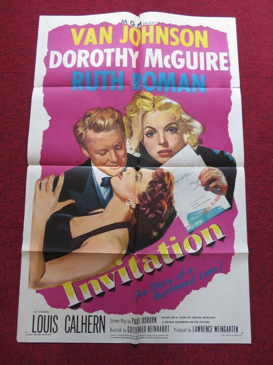INVITATION FOLDED US ONE SHEET POSTER VAN JOHNSON DOROTHY MCGUIRE 1952 52/56 - Rendezvous Cinema