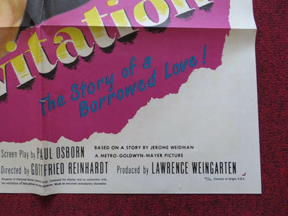 INVITATION FOLDED US ONE SHEET POSTER VAN JOHNSON DOROTHY MCGUIRE 1952 52/56 - Rendezvous Cinema