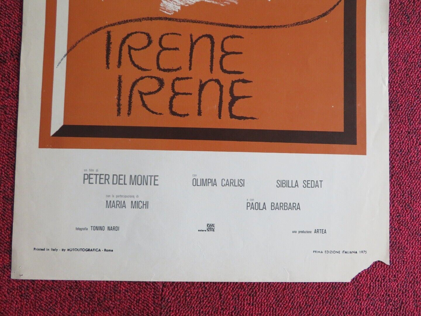 IRENE IRENE ITALIAN LOCANDINA (27.5"x13") POSTER ALAIN CUNY SIBILLA SEDAT 1975 Movie posters