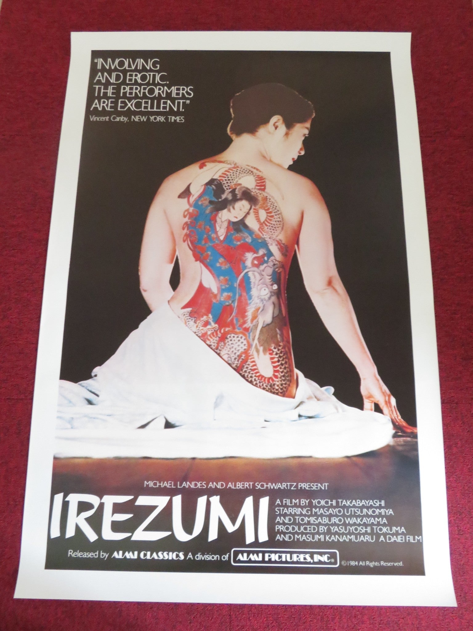 IREZUMI US ONE SHEET ROLLED POSTER MASAYO UTSUNOMIYA TOMISABURO WAKAYAMA 1982 Rendezvous Cinema Movie posters
