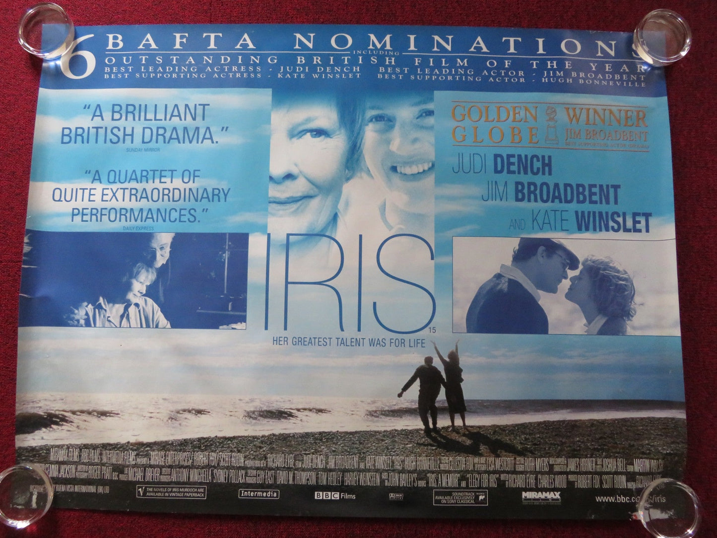 IRIS UK QUAD (30"x 40") ROLLED POSTER JUDI DENCH KATE WINSLET 2001 Rendezvous Cinema Movie posters