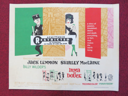 IRMA LA DOUCE HALF SHEET (22"x 28") POSTER JACK LEMMON SHIRLEY MACLAINE 1963 Rendezvous Cinema Movie posters