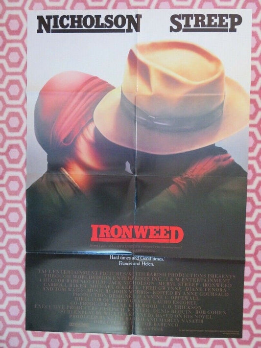 IRONWEED ONE SHEET FOLDED POSTER JACK NICHOLSON MERYL STREEP 1987 Rendezvous Cinema Movie posters