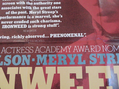 IRONWEED UK ORIGINAL QUAD POSTER 1987 JACK NICHOLSON MERYL STREEP TOM WAITS RARE Movie posters