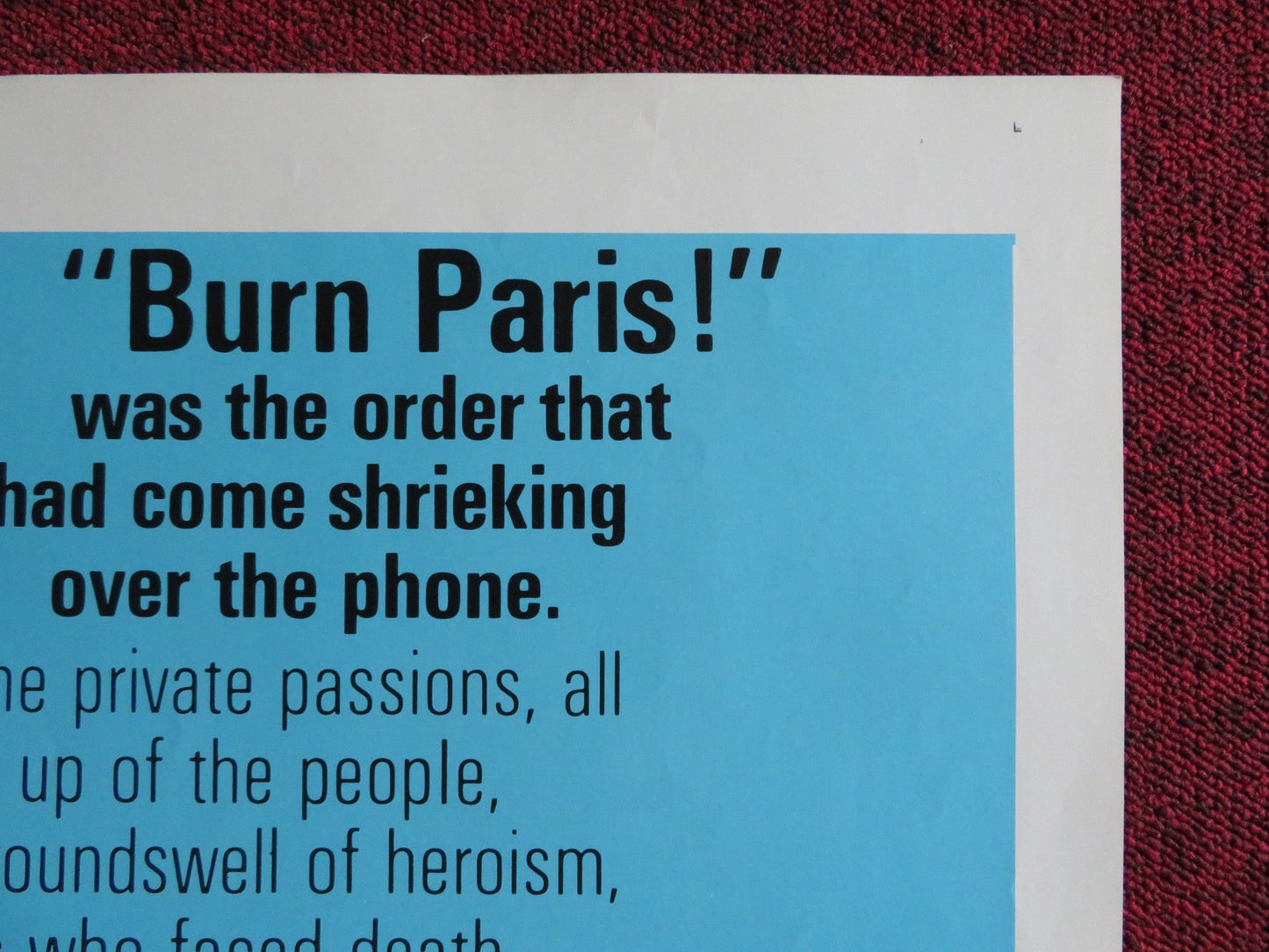 IS PARIS BURNING? FOLDED US ONE SHEET POSTER DOUGLAS FORD ORSON WELLES 1966 Rendezvous Cinema Movie posters