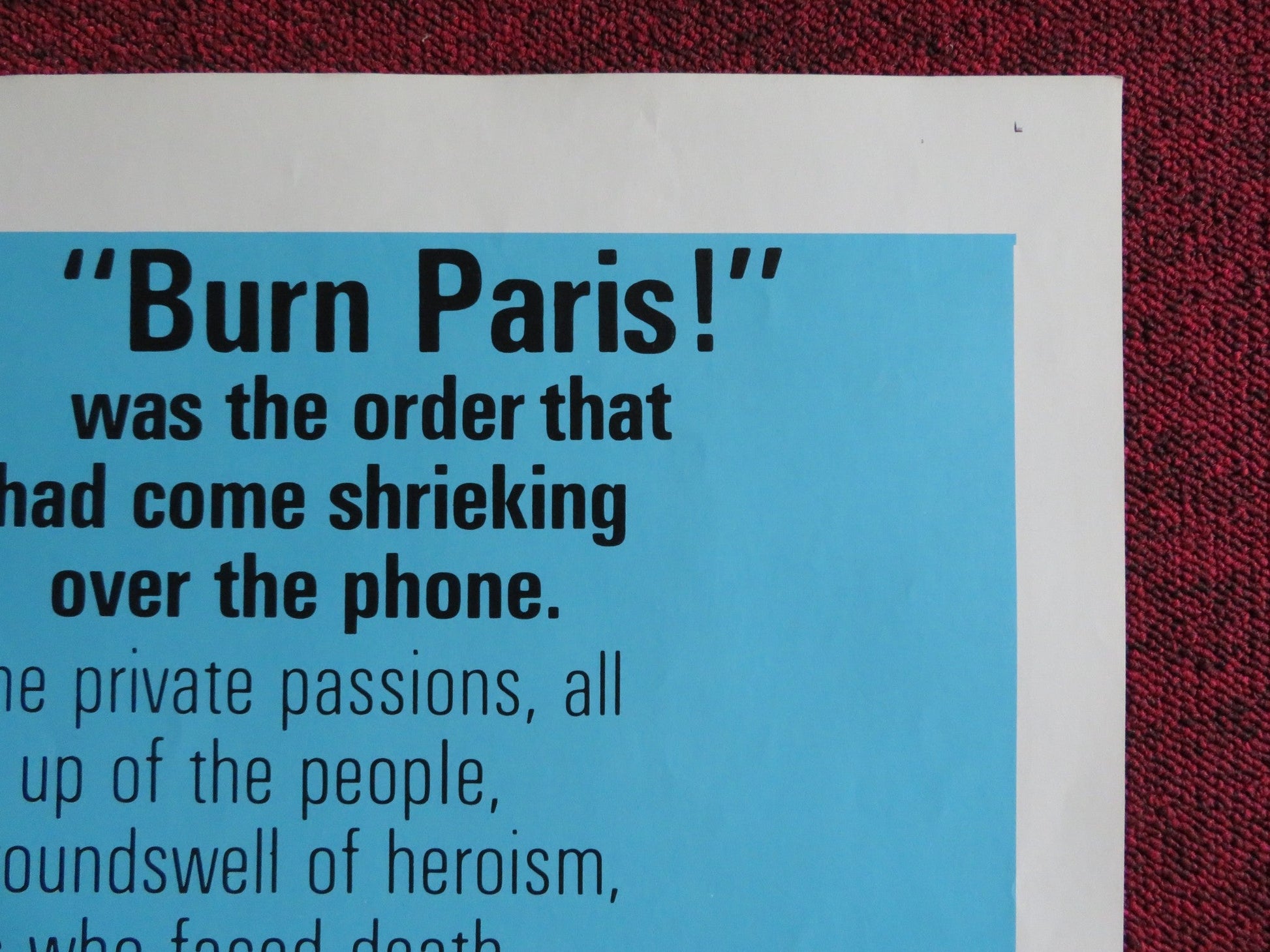 IS PARIS BURNING? FOLDED US ONE SHEET POSTER DOUGLAS FORD ORSON WELLES 1966 Rendezvous Cinema Movie posters