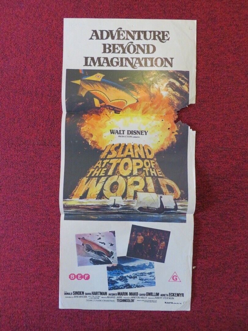 ISLAND AT THE TOP OF THE WORLD FOLDED AUSTRALIAN DAYBILL POSTER DISNEY 1974 Movie posters