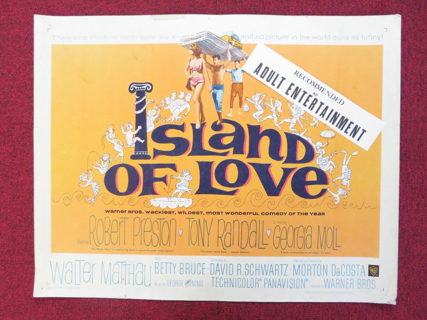 ISLAND OF LOVE US HALF SHEET (22"x 28") POSTER ROBERT PRESTON TONY RANDALL 1963 Rendezvous Cinema Movie posters