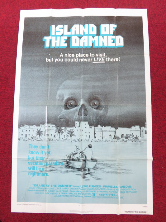 ISLAND OF THE DAMNED FOLDED US ONE SHEET POSTER LEWIS FIANDER P. RANSOME 1978 Rendezvous Cinema Movie posters