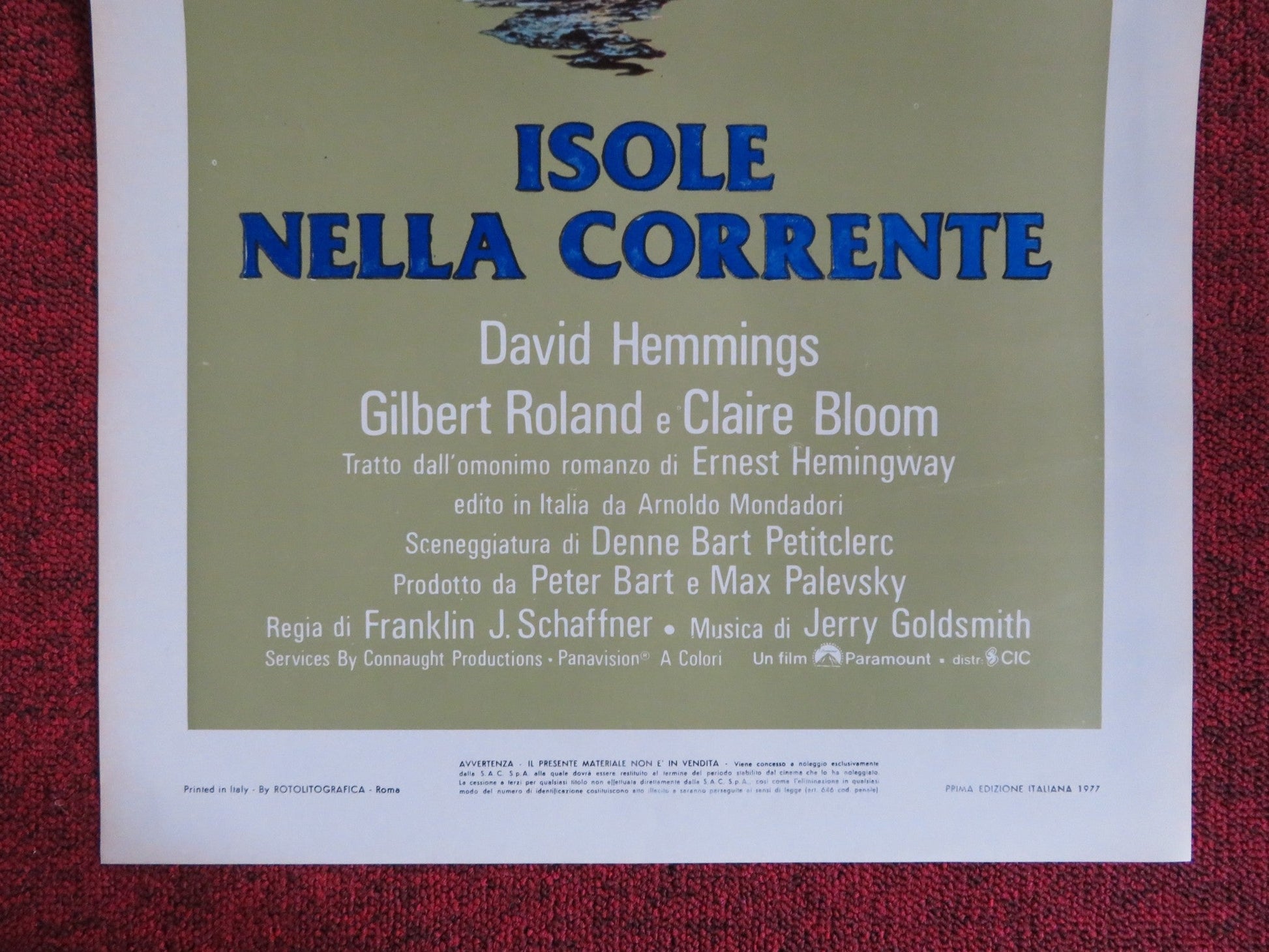 ISLANDS IN THE STREAM ITALIAN LOCANDINA POSTER GEORGE C. SCOTT D. HEMMINGS 1977 Rendezvous Cinema Movie posters