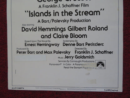 ISLANDS IN THE STREAM US INSERT (14"x 36") POSTER GEORGE C.SCOTT C. BLOOM 1977 Rendezvous Cinema Movie posters