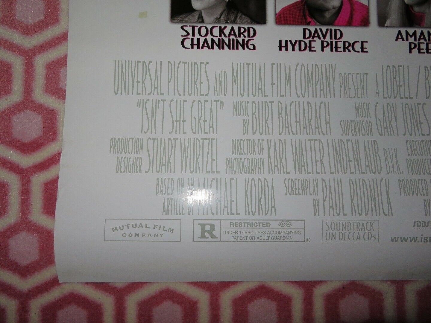 ISN'T SHE GREAT US ONE SHEET ROLLED POSTER BETTE MIDLER NATHAN LANE Movie posters