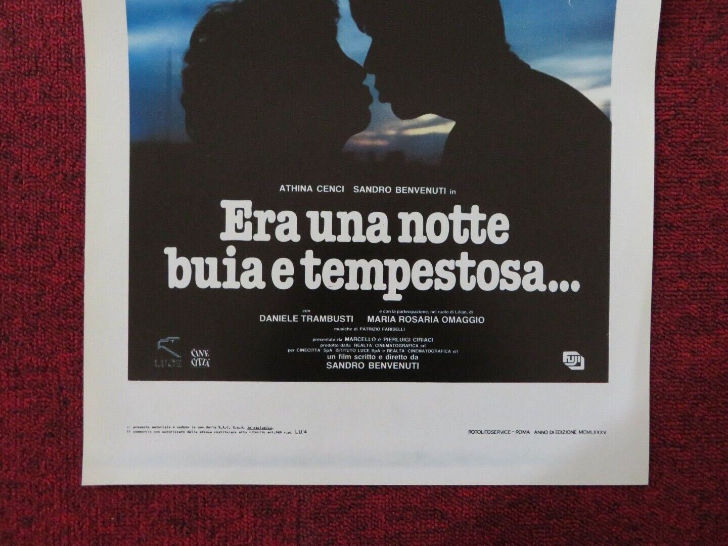 IT WAS A DARK AND STORMY NIGHT ITALIAN LOCANDINA (27.5"x13") POSTER A CENCI 1985 Movie posters