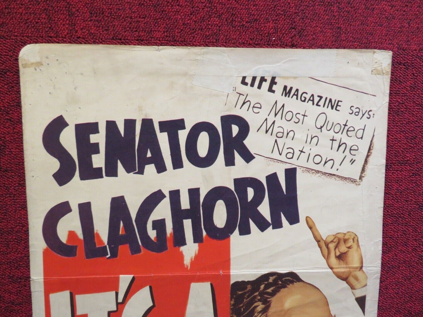 IT'S A JOKE SON US INSERT (14"x 36") POSTER KENNY DELMAR UNA MERKEL 1947 Rendezvous Cinema Movie posters