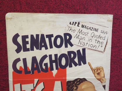 IT'S A JOKE SON US INSERT (14"x 36") POSTER KENNY DELMAR UNA MERKEL 1947 Rendezvous Cinema Movie posters