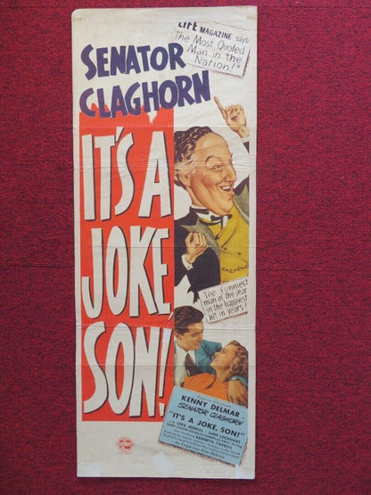 IT'S A JOKE SON US INSERT (14"x 36") POSTER KENNY DELMAR UNA MERKEL 1947 Rendezvous Cinema Movie posters