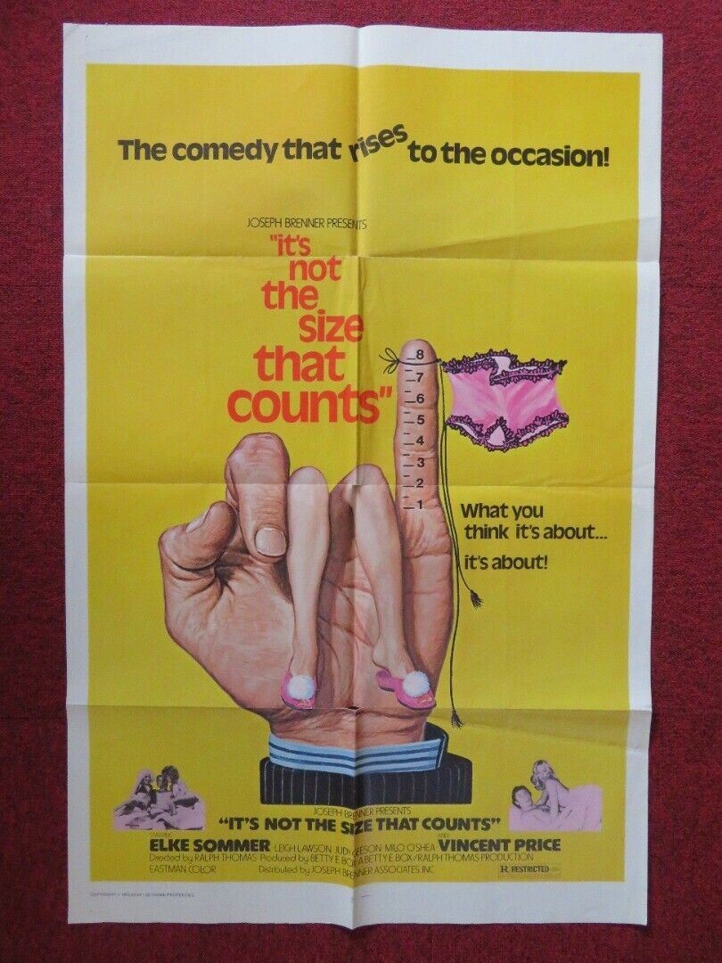 IT'S NOT THE SIZE THAT COUNTS FOLDED US ONE SHEET POSTER "LEIGH LAWSON 1974 Movie posters