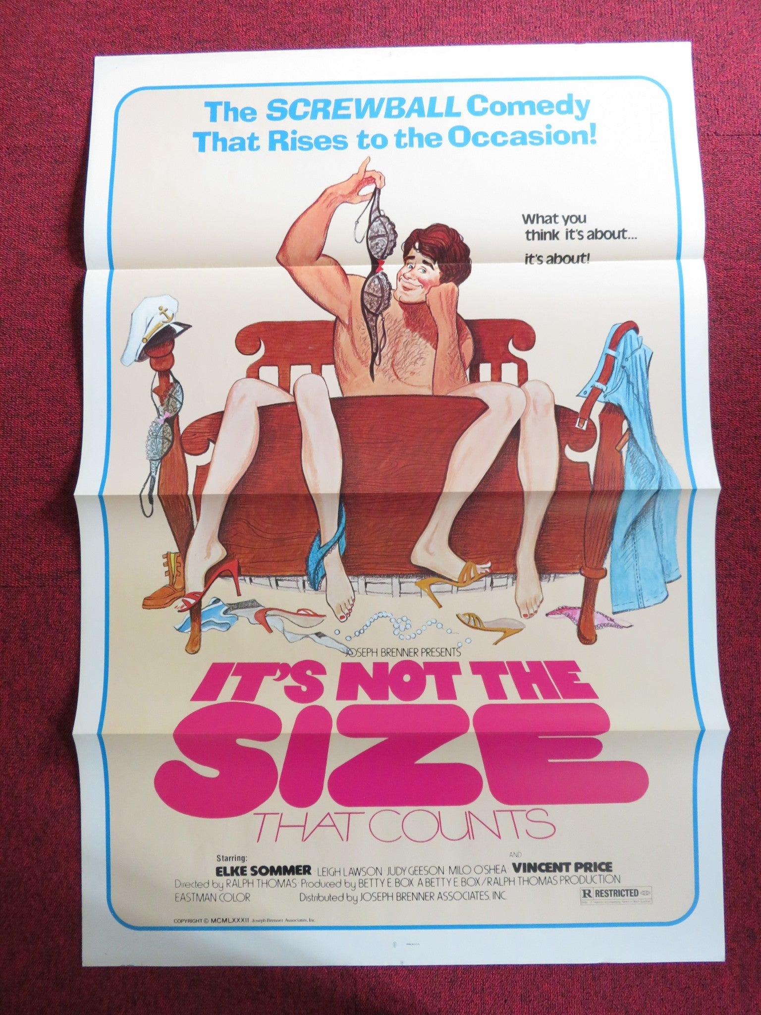 IT'S NOT THE SIZE THAT COUNTS US TRI FOLDED ONE SHEET ROLLED POSTER ELKE SOMMER Rendezvous Cinema Movie posters