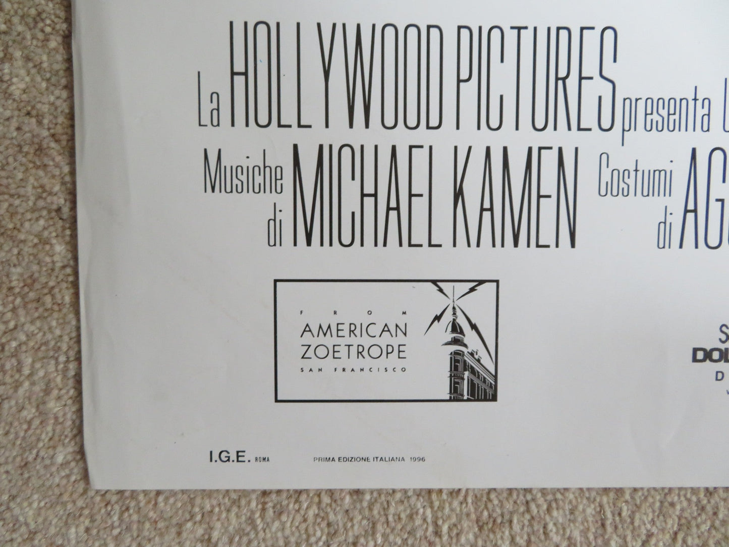 JACK ITALIAN 2 FOGLIO POSTER ROBIN WILLIAMS DIANE LANE 1996 Rendezvous Cinema Movie posters