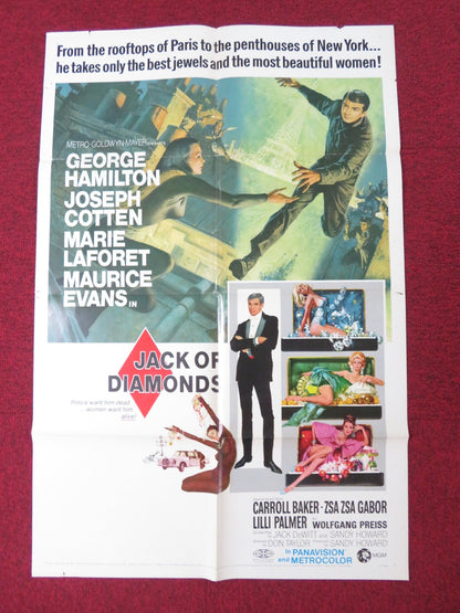 JACK OF DIAMONDS FOLDED US ONE SHEET POSTER GEORGE HAMILTON JOSEPH COTTEN 1967 Rendezvous Cinema Movie posters