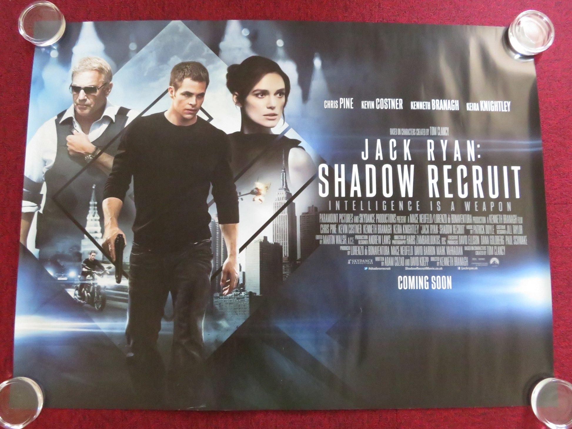 JACK RYAN: SHADOW RECRUIT UK QUAD ROLLED POSTER CHRIS PINE KEIRA KNIGHTLEY 2014 Rendezvous Cinema Movie posters