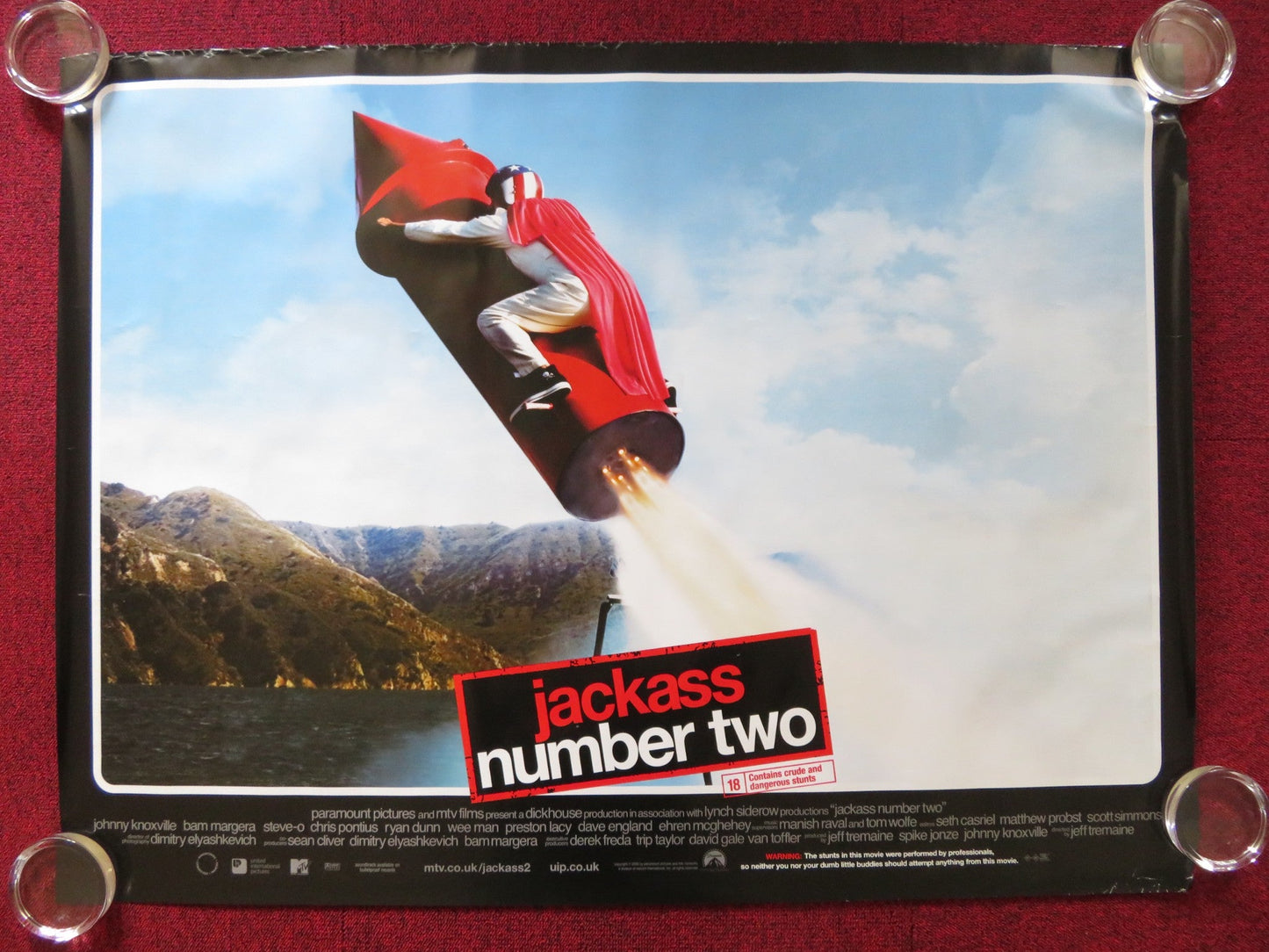 JACKASS NUMBER TWO UK QUAD (30"x 40") ROLLED POSTER JOHNNY KNOXVILLE 2006 Rendezvous Cinema Movie posters