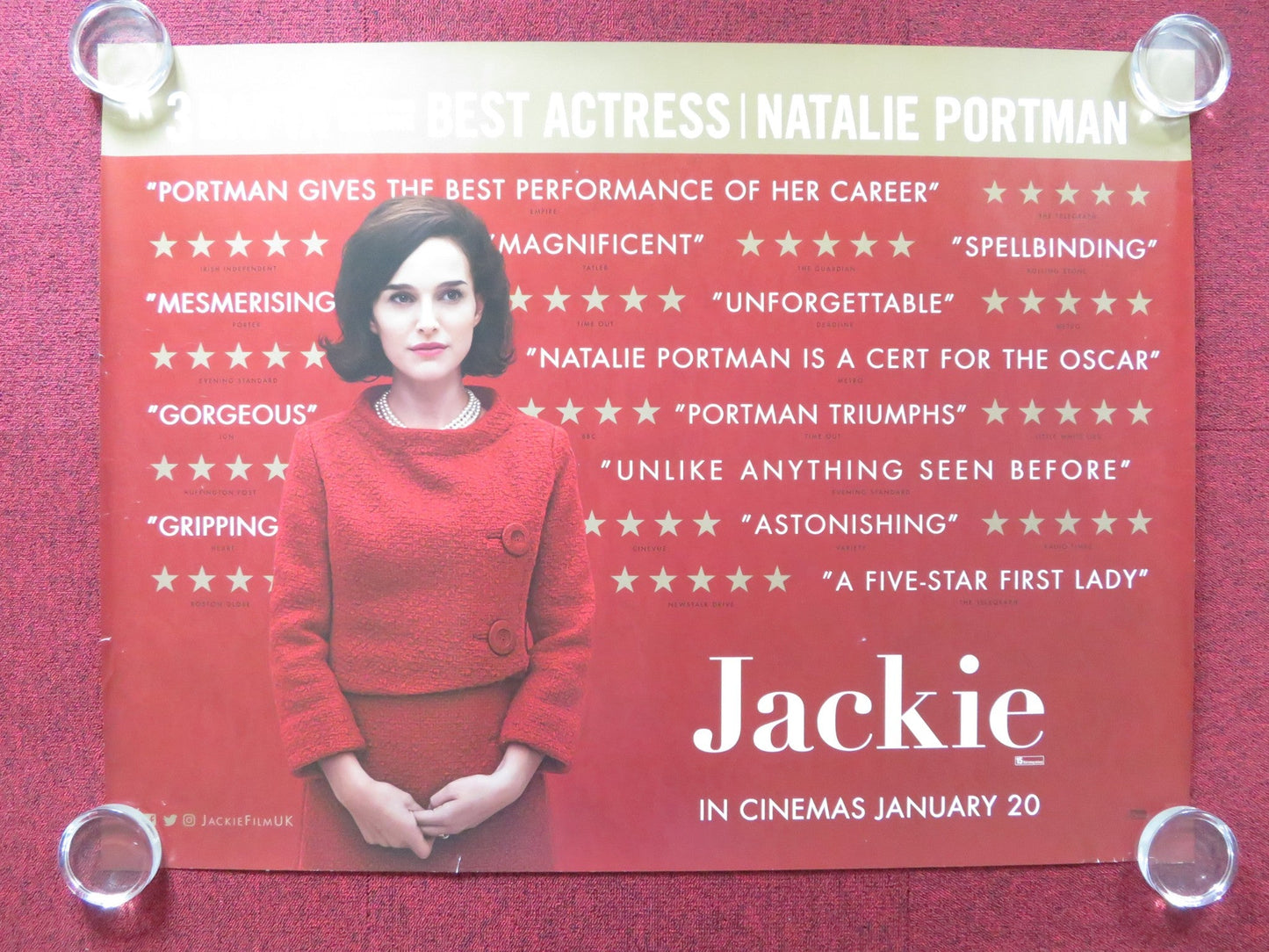 JACKIE UK QUAD (30"x 40") ROLLED POSTER NATALIE PORTMAN PETER SARSGAARD 2016 Rendezvous Cinema Movie posters