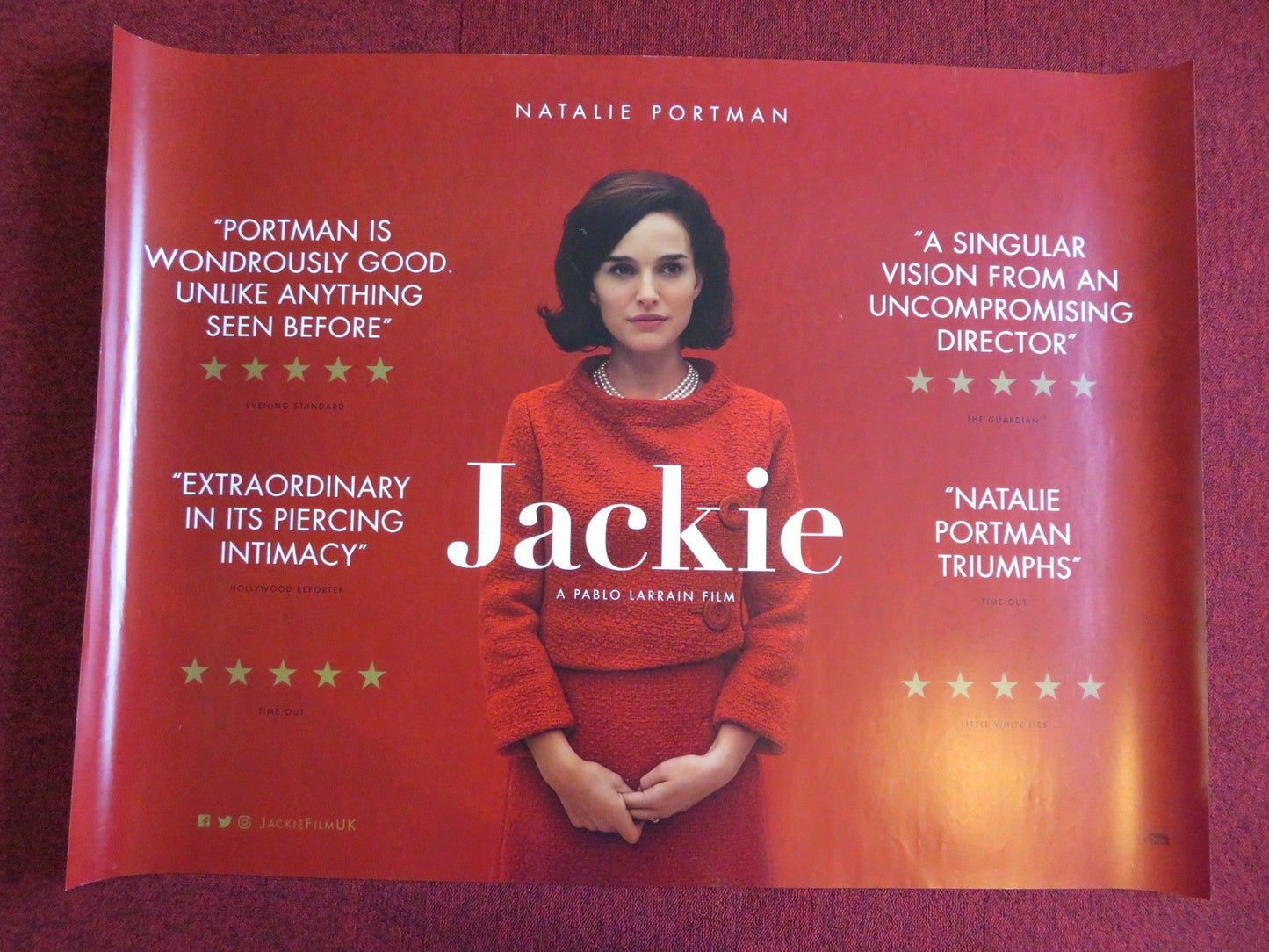 JACKIE UK QUAD (30"x 40") ROLLED POSTER NATALIE PORTMAN PETER SARSGAARD 2016 Rendezvous Cinema Movie posters