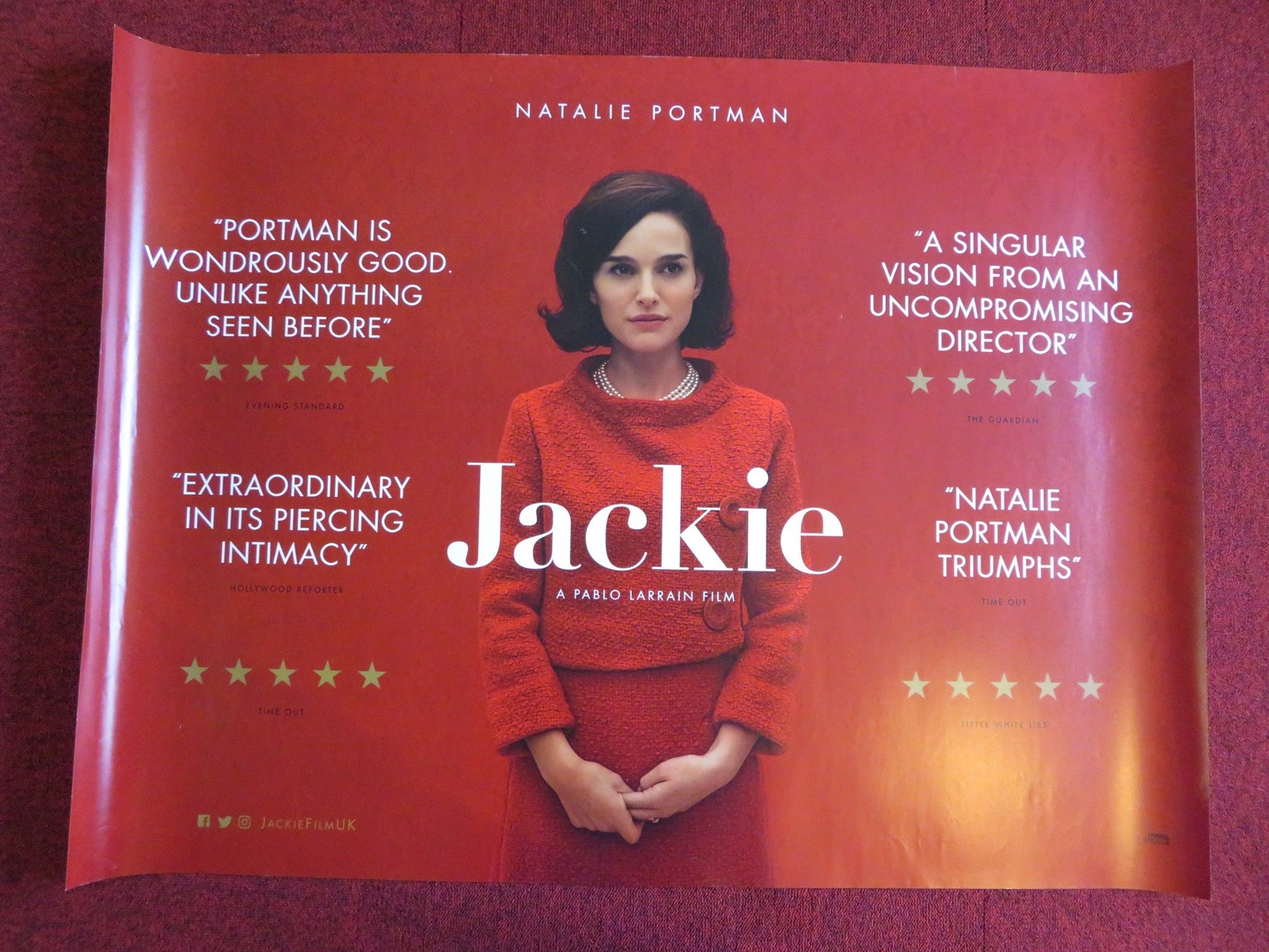 JACKIE UK QUAD (30"x 40") ROLLED POSTER NATALIE PORTMAN PETER SARSGAARD 2016 Rendezvous Cinema Movie posters