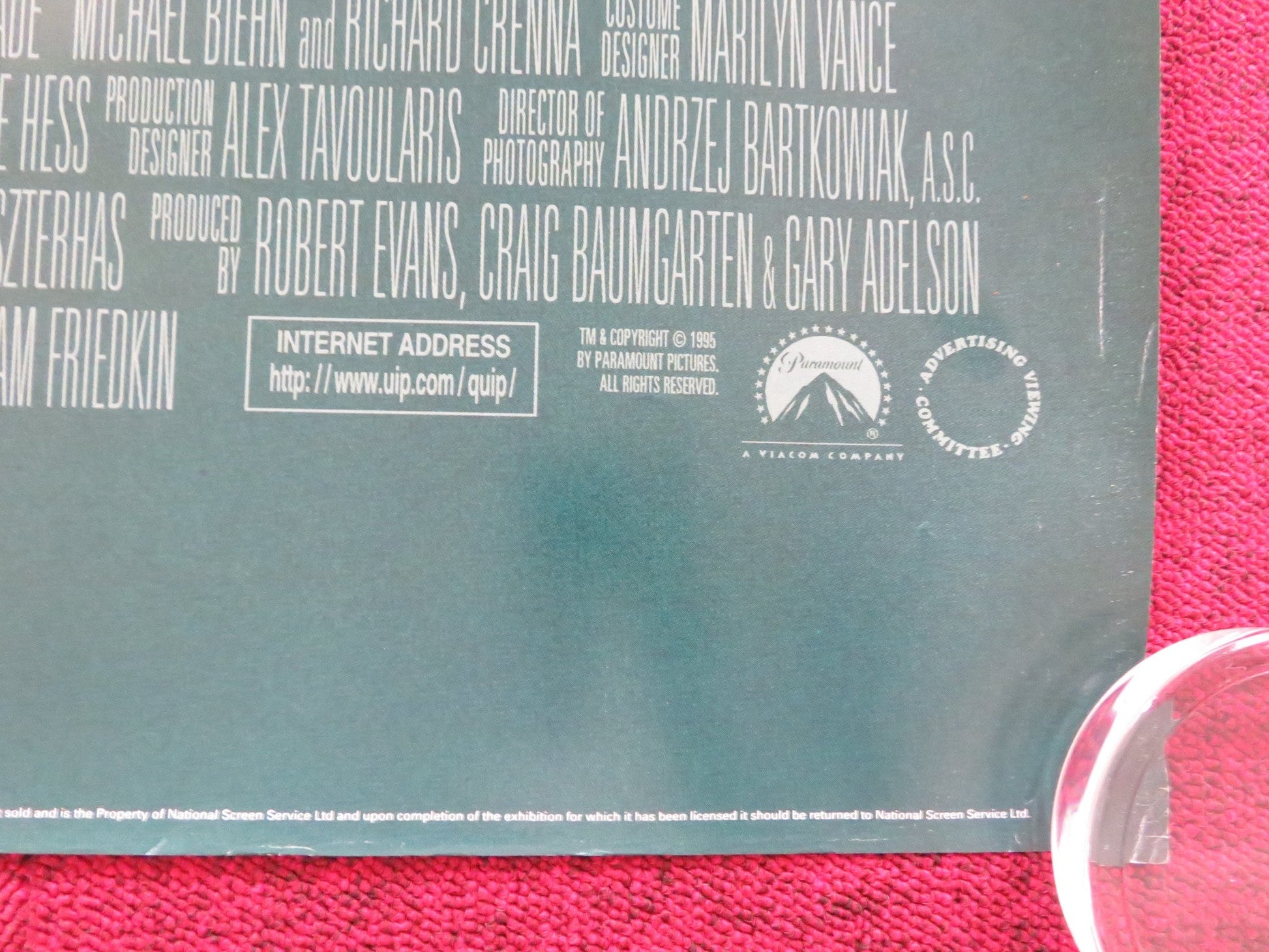 JADE UK QUAD (30"x 40") ROLLED POSTER DAVID CARUSO LINDA FIORENTINO 1995 Rendezvous Cinema Movie posters