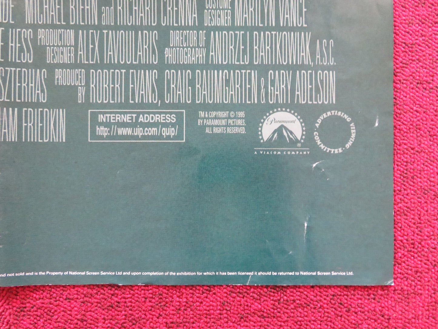 JADE UK QUAD POSTER FOLDED DAVID CARUSO LINDA FIORENTINO 1995 Rendezvous Cinema Movie posters