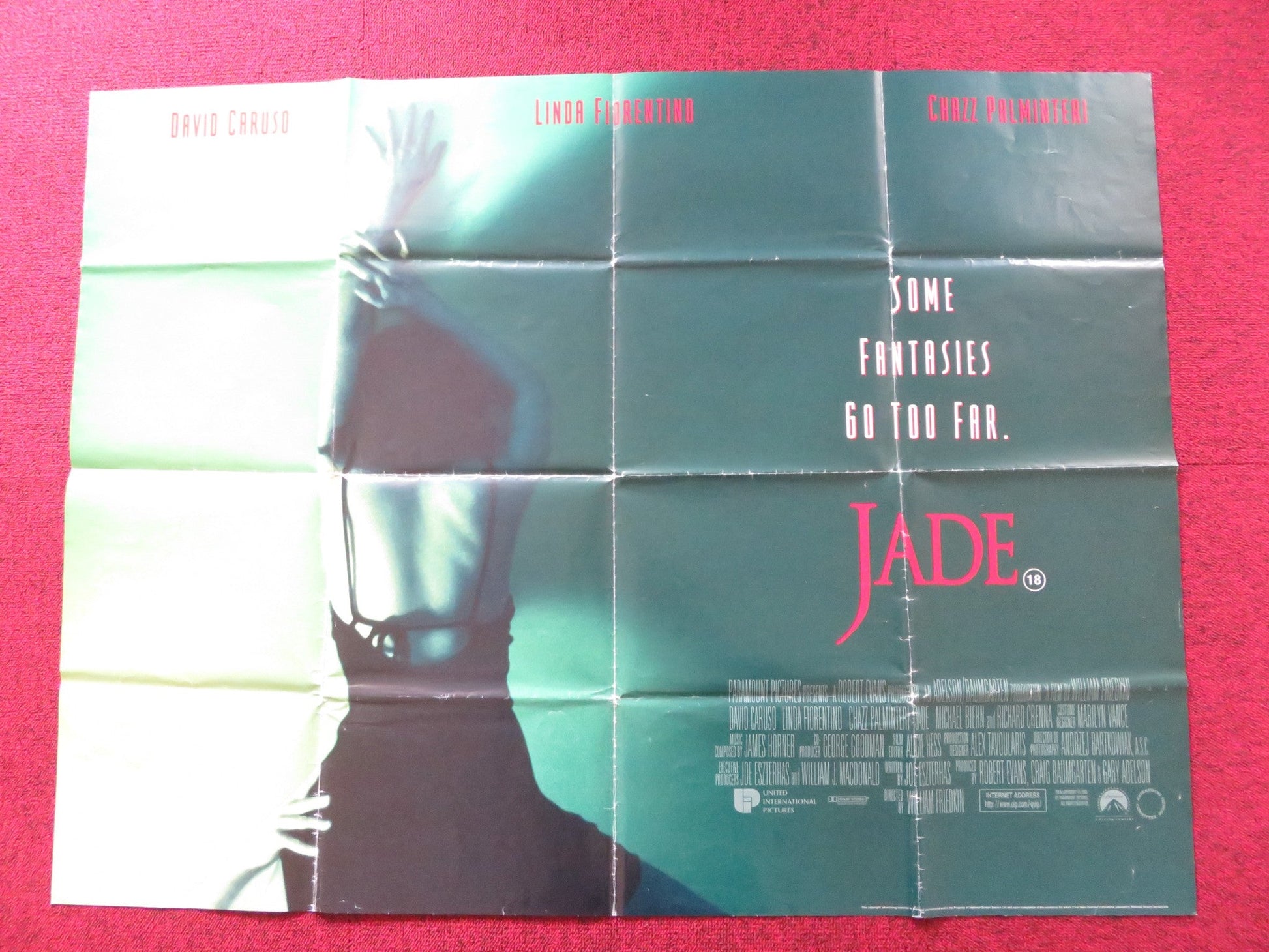 JADE UK QUAD POSTER FOLDED DAVID CARUSO LINDA FIORENTINO 1995 Rendezvous Cinema Movie posters