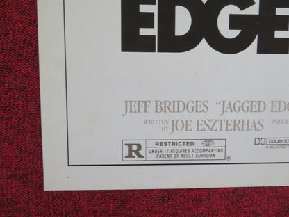 JAGGED EDGE FOLDED US ONE SHEET POSTER GLENN CLOSE JEFF BRIDGES 1985 Movie posters