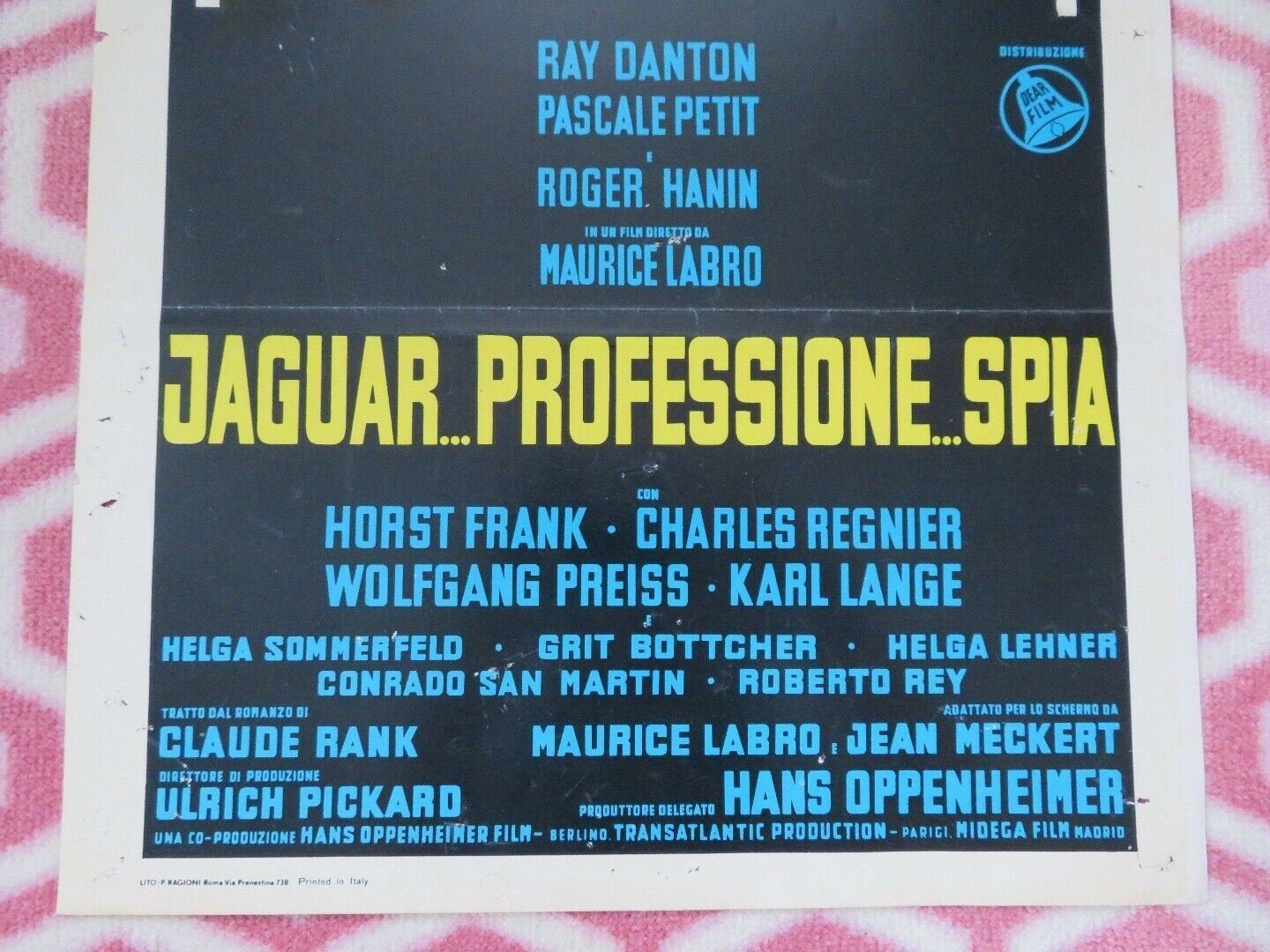 JAGUAR...PROFESSIONE...SPIA ITALIAN LOCANDINA (27.5"x 13") POSTER RAY DANTON Movie posters