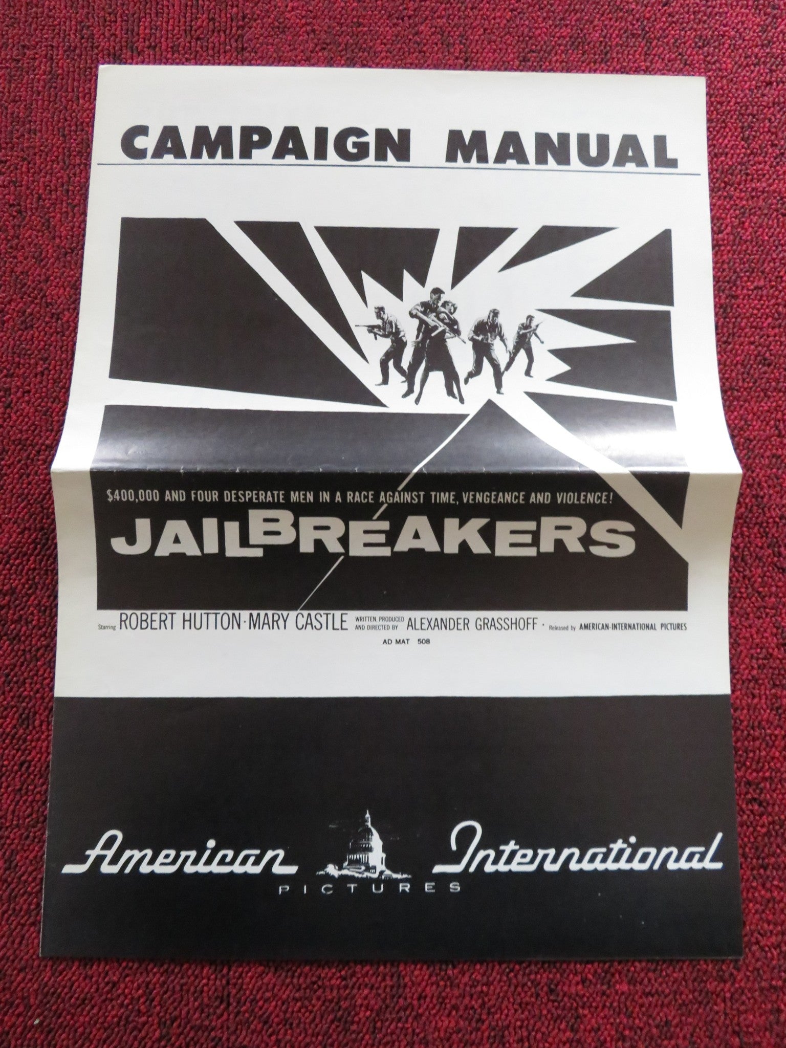 JAILBREAKERS US PRESSBOOK UNCUT ROBERT HUTTON MARY CASTLE 1960 Rendezvous Cinema Movie posters