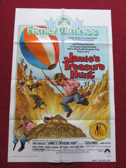 JAMIE'S TREASURE HUNT (SCALAWAG) FOLDED US ONE SHEET POSTER KIRK DOUGLAS 1975 Movie posters
