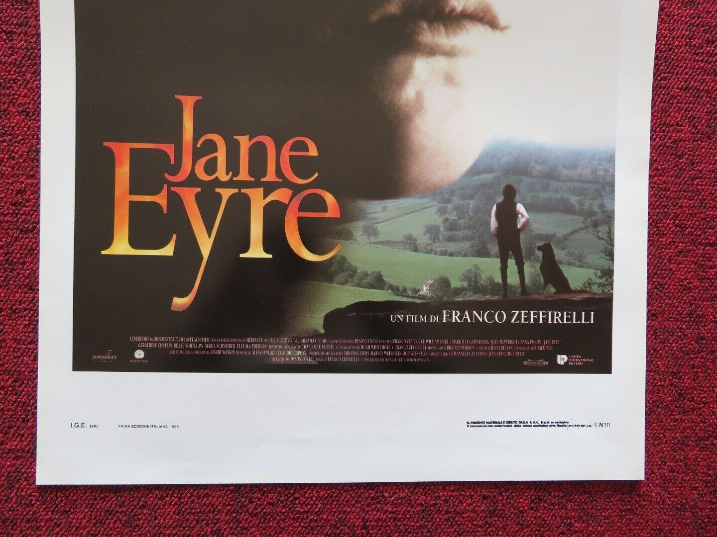 JANE EYRE ITALIAN LOCANDINA (27.5"x13") POSTER ANNA PAQUIN WILLIAM HURT 1996 Movie posters